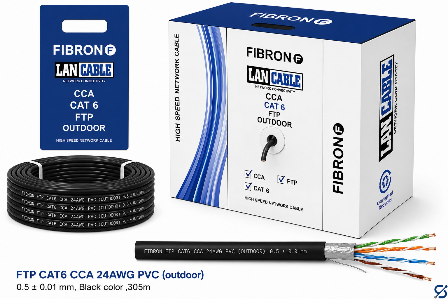 FIBRON FTP CAT6 0.5mm 4x2 CCA 305M Outdoor