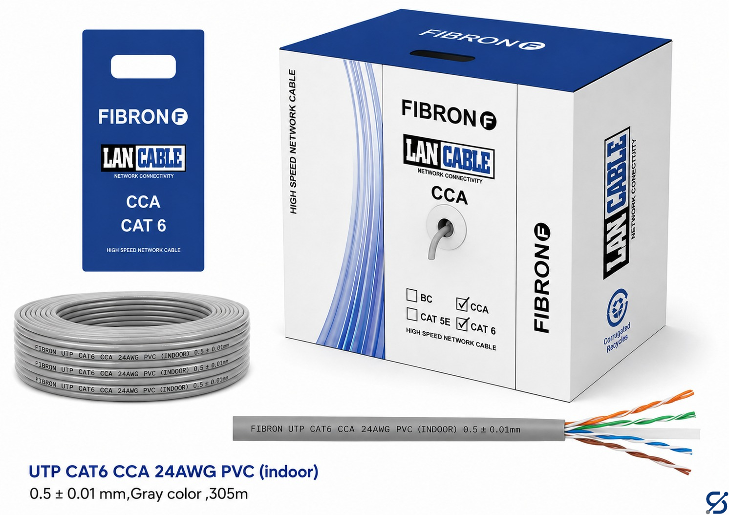 Network Accessories UTP CAT6 0.5mm 4x2 CCA 305M Indoor